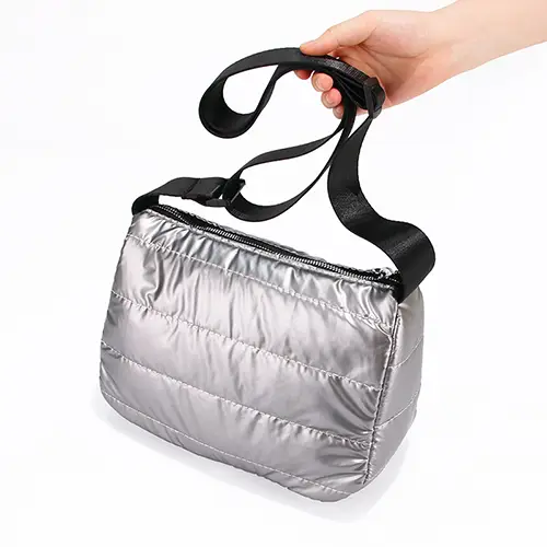 Lightweight Shiny Nylon Crossbody Bag with Adjustable Strap